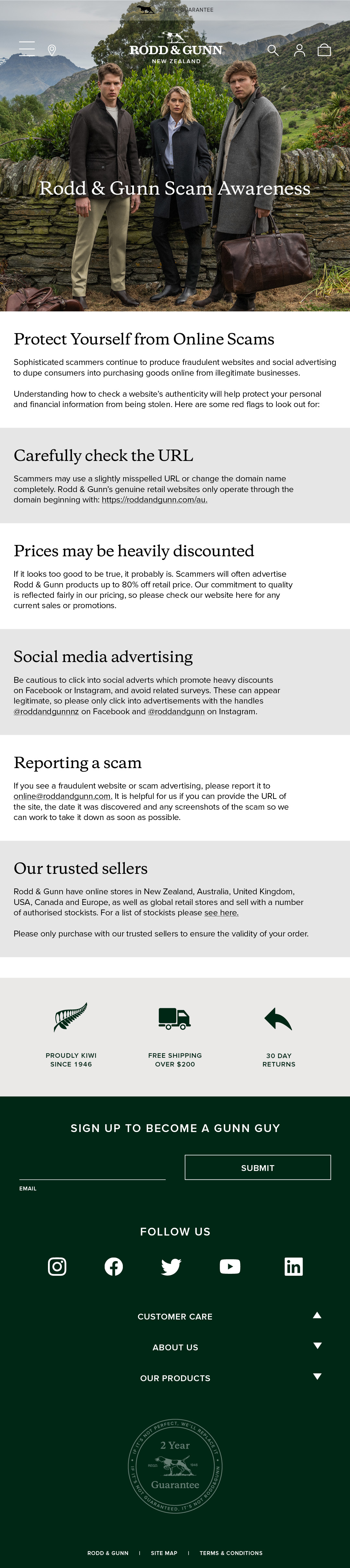 Rodd & Gunn Scam Awareness